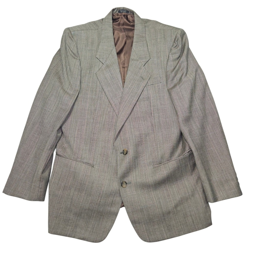 VTG Florentino Clothes Glen Check 2PC Wool Suit Blazer Trousers Gray Sz 38x33